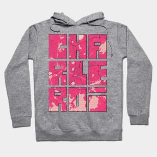 Charleroi, Hainaut, Belgium City Map Typography - Blossom Hoodie